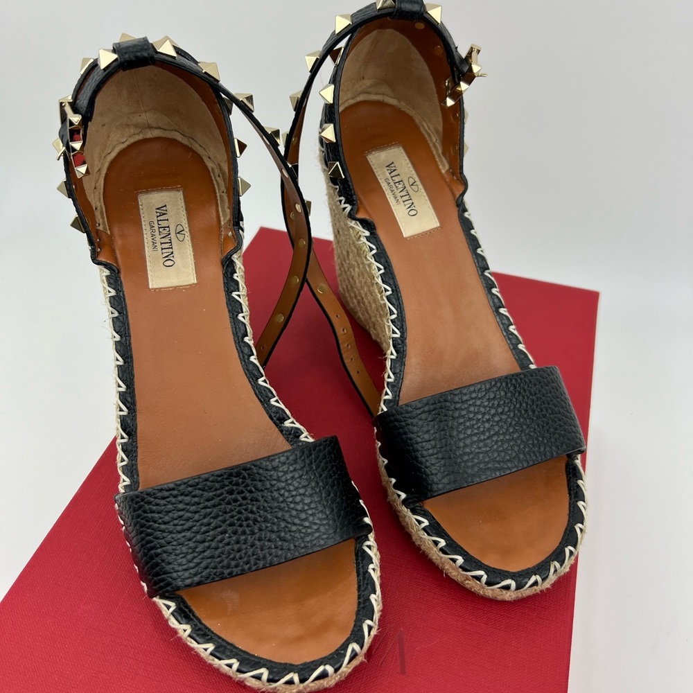 Valentino Rockstud espadrille wedges.